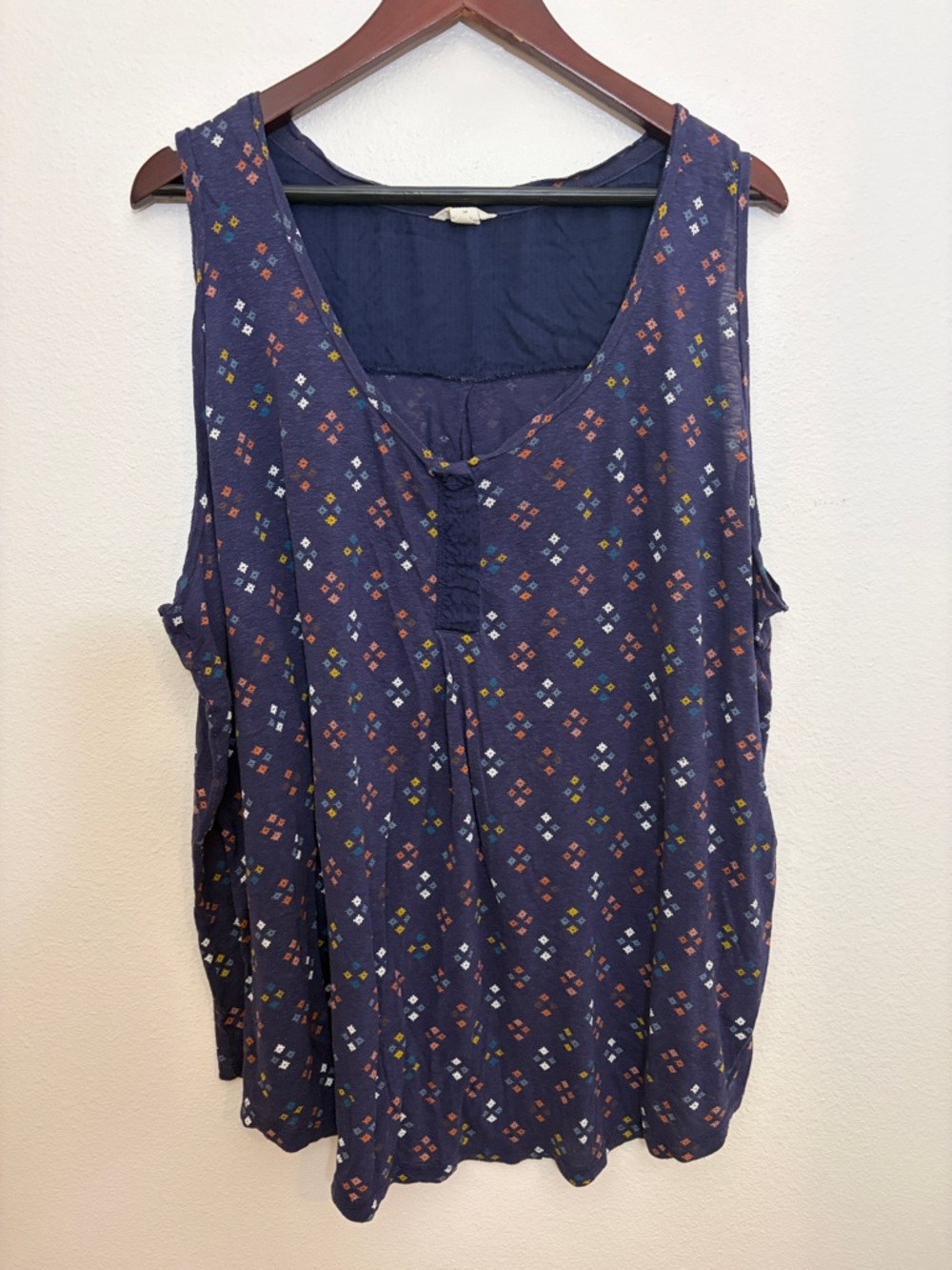 Caslon Navy Blue Patterned Sleeveless Top